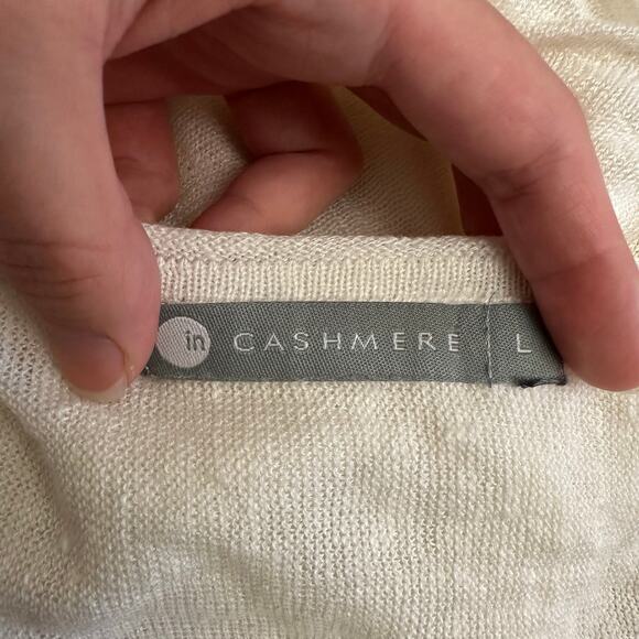 In Cashmere 100% Linen Sheer Knit Top White Lightweight Long Sleeve Size L - Picture 2 of 9